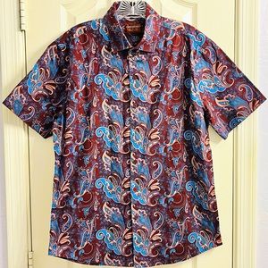 Medium Consequence Mens Paisley Short Sleeve Button Up Shirt